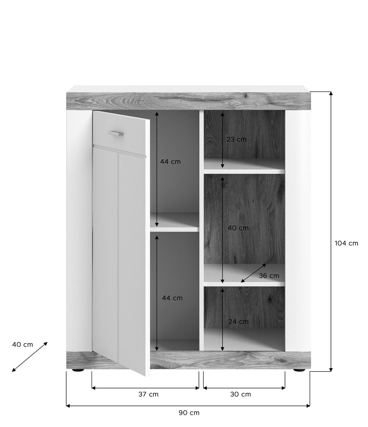 KOMMODE  in 91/104/40 cm  - KONVENTIONELL, Holzwerkstoff/Metall (91/104/40cm) - MID.YOU