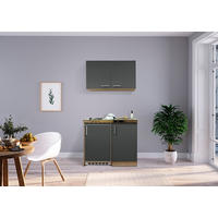 MINIKÜCHE 100 cm   in Grau, Eichefarben  - Edelstahlfarben/Eichefarben, Modern, Holzwerkstoff/Kunststoff (100cm) - Respekta