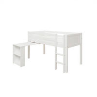 HOCHBETT 90/200 cm,  in Absturzsicherung, Leiter, Schreibtisch, Rollrost  - Weiß, MODERN, Holz (90/200cm) - Chameo