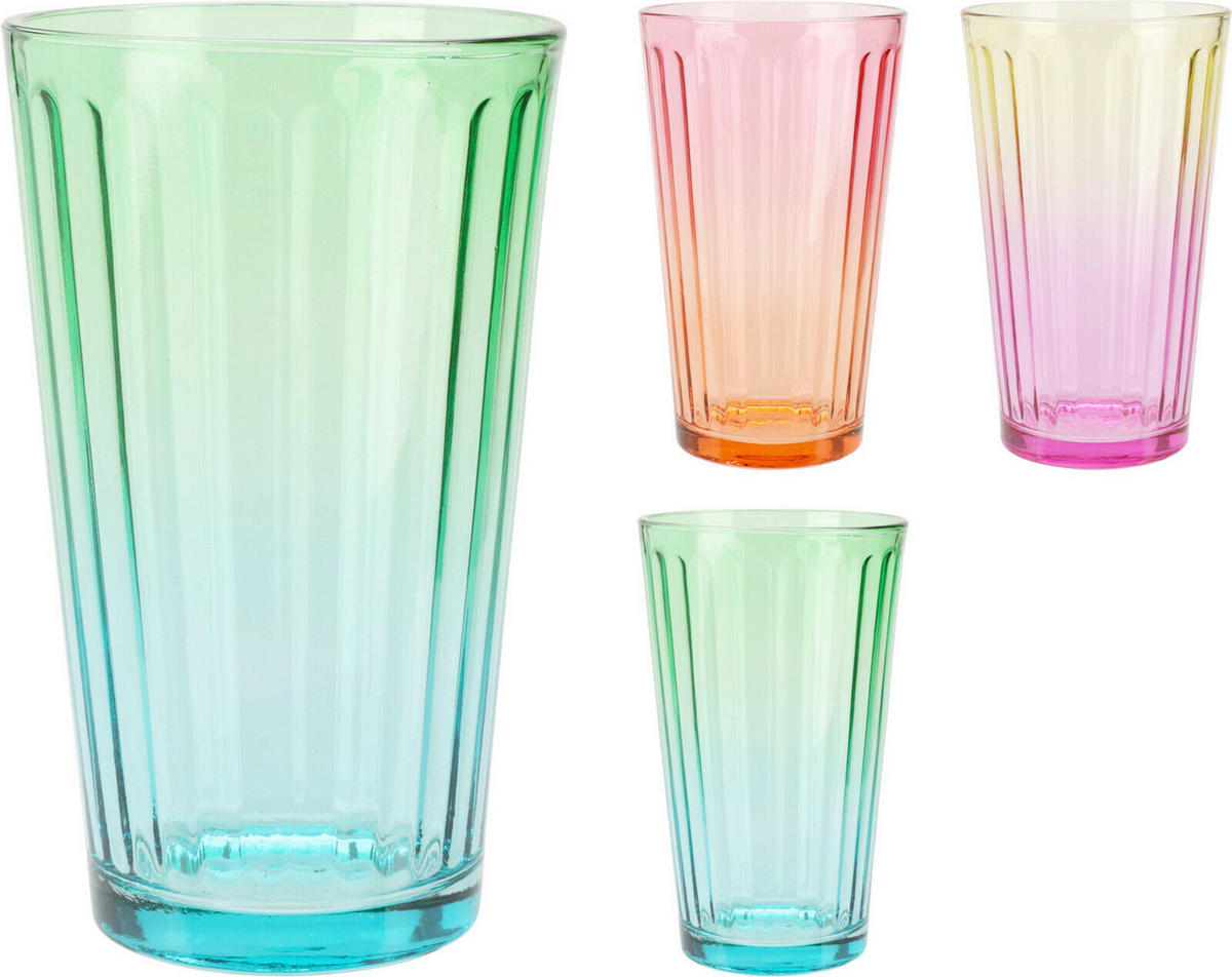 POHÁR NA PITIE - viacfarebná, Basics, sklo (9/9/15cm)