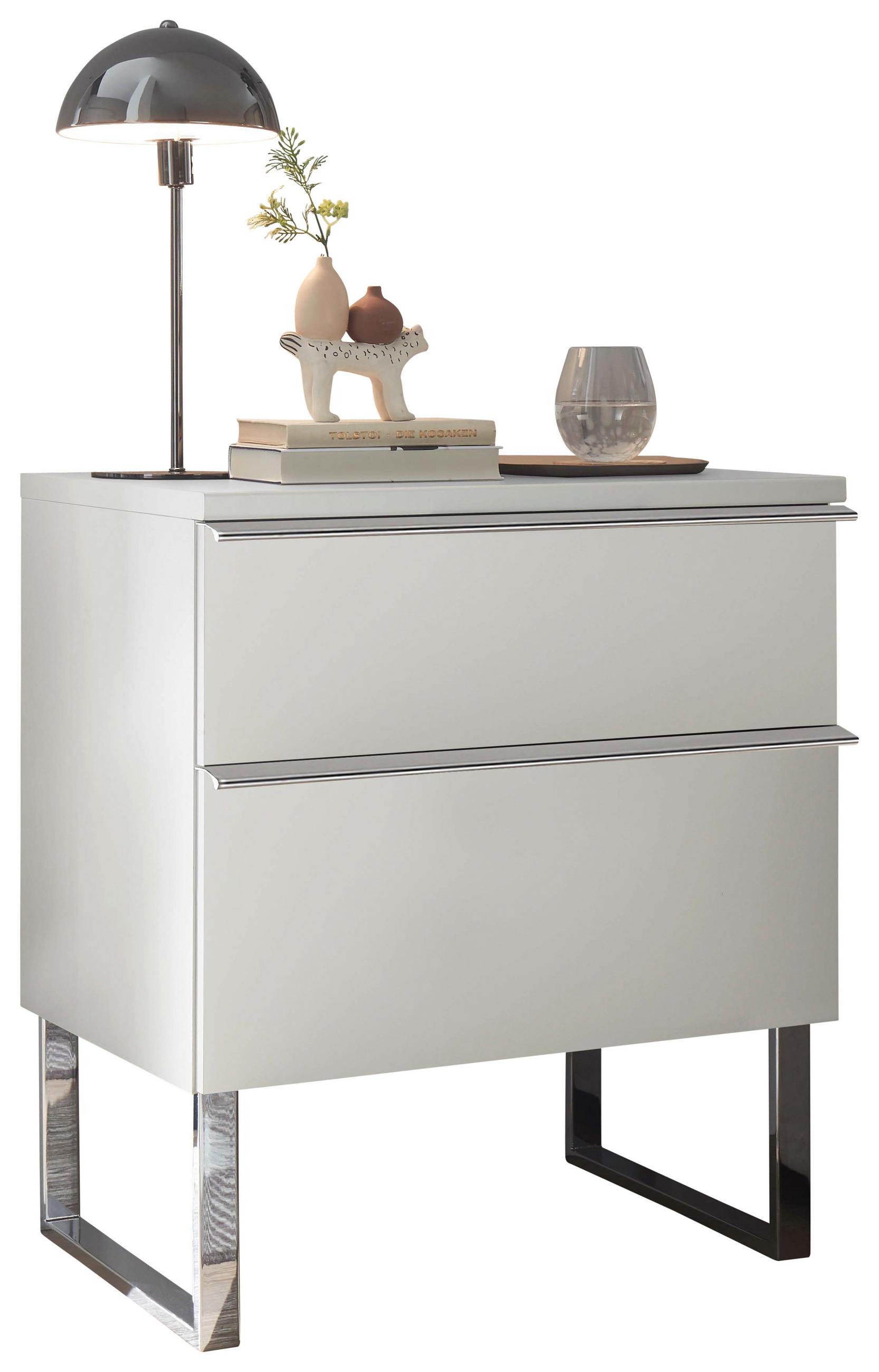 NACHTSCHRANK 60/65,8/43 cm  - Chromfarben/Weiß, Basics, Holzwerkstoff/Metall (60/65,8/43cm) - Dieter Knoll