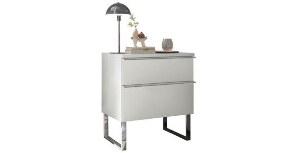NACHTSCHRANK 60/65,8/43 cm  - Chromfarben/Weiß, Basics, Holzwerkstoff/Metall (60/65,8/43cm) - Dieter Knoll