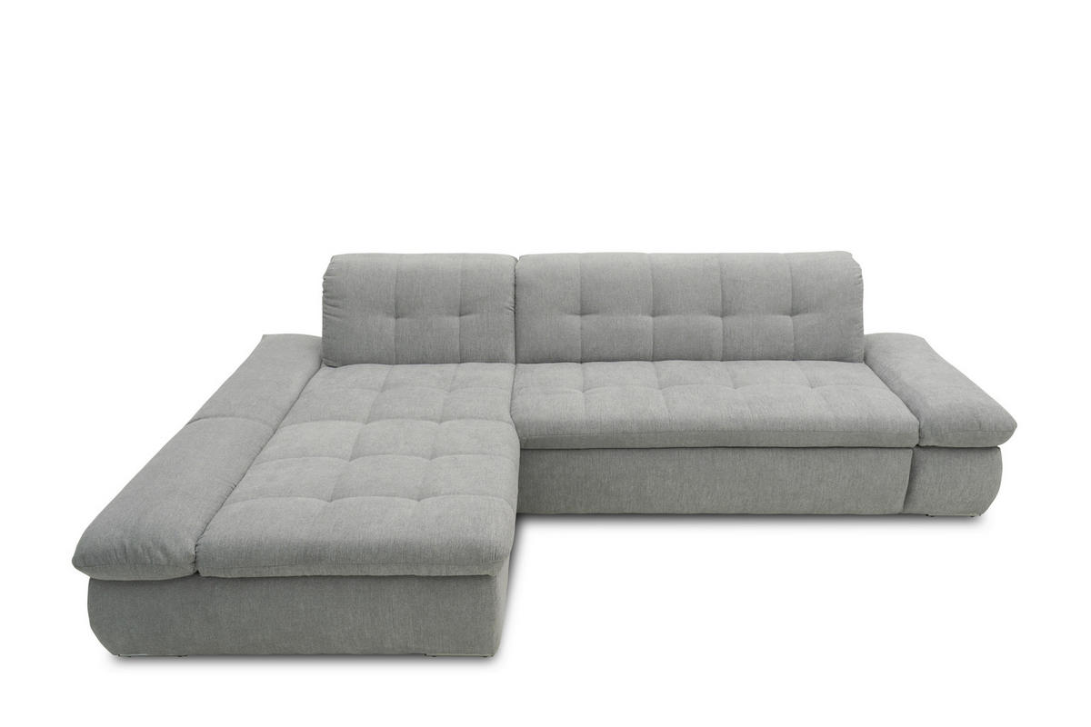ECKSOFA in Mikrofaser Grau  172/300 cm  - Chromfarben/Grau, KONVENTIONELL, Textil/Metall (172/300cm) - MID.YOU
