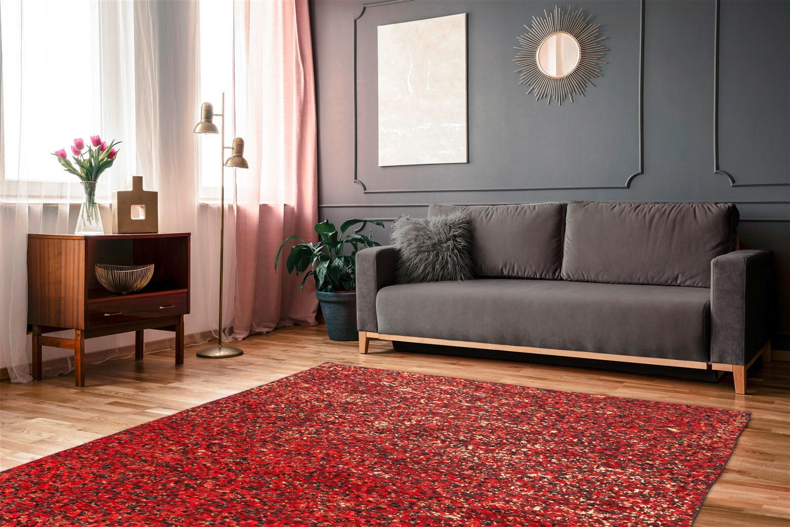 FLACHWEBETEPPICH 200/290 cm Rot, Goldfarben  - Rot/Goldfarben, Basics, Leder/Textil (200/290cm) - Novel