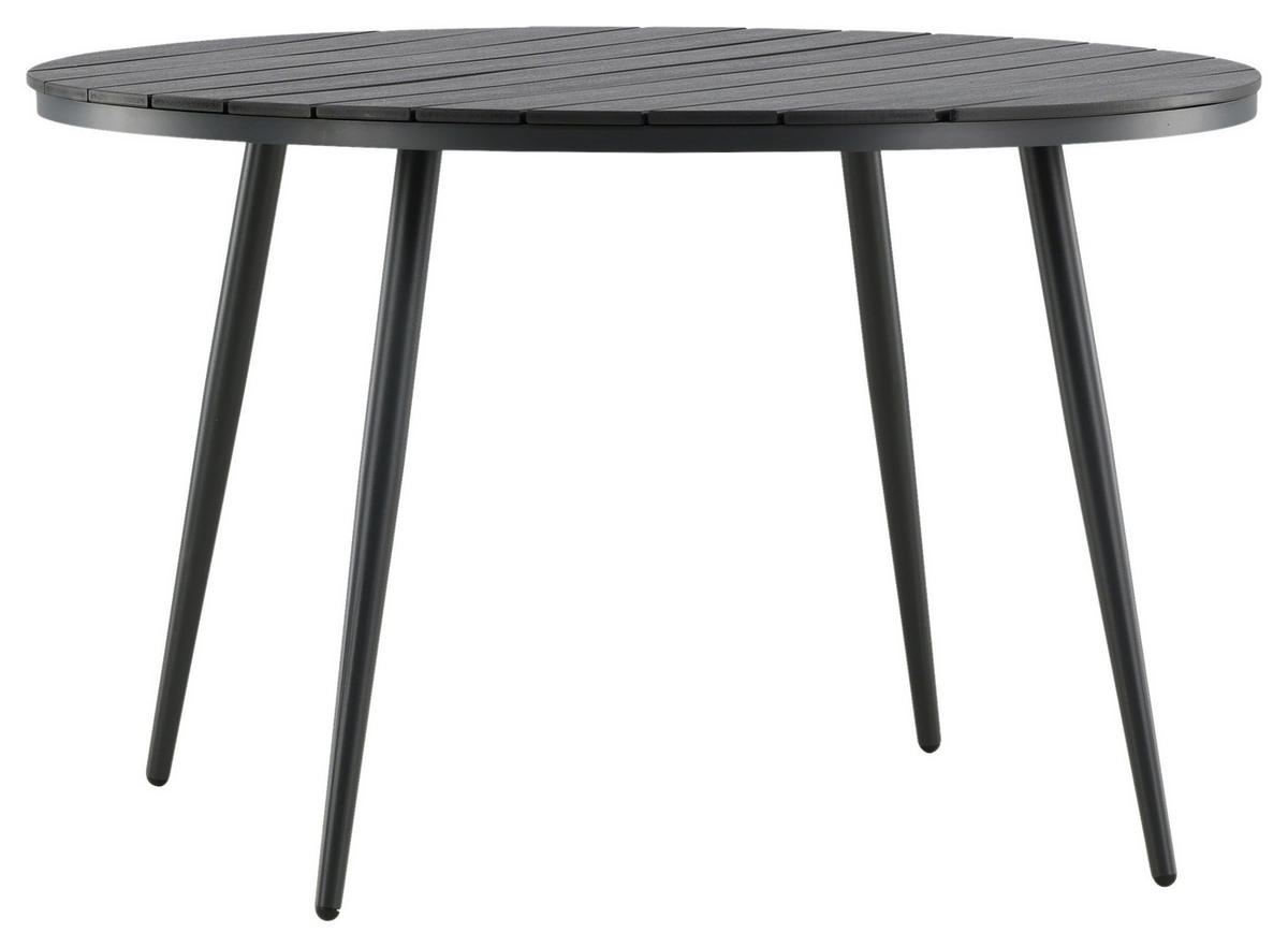 GARTENTISCH Metall, Kunststoff Schwarz rund  - Schwarz, KONVENTIONELL, Kunststoff/Metall (120/74cm) - Gardenson