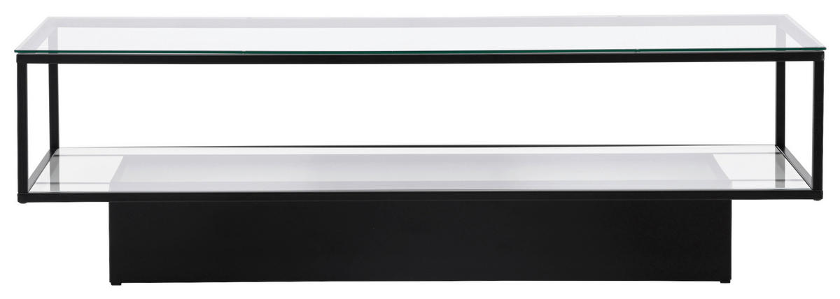 COUCHTISCH Klarglas 130/60/37,5 cm rechteckig Schwarz  - Schwarz, Design, Glas/Metall (130/60/37,5cm) - Livetastic