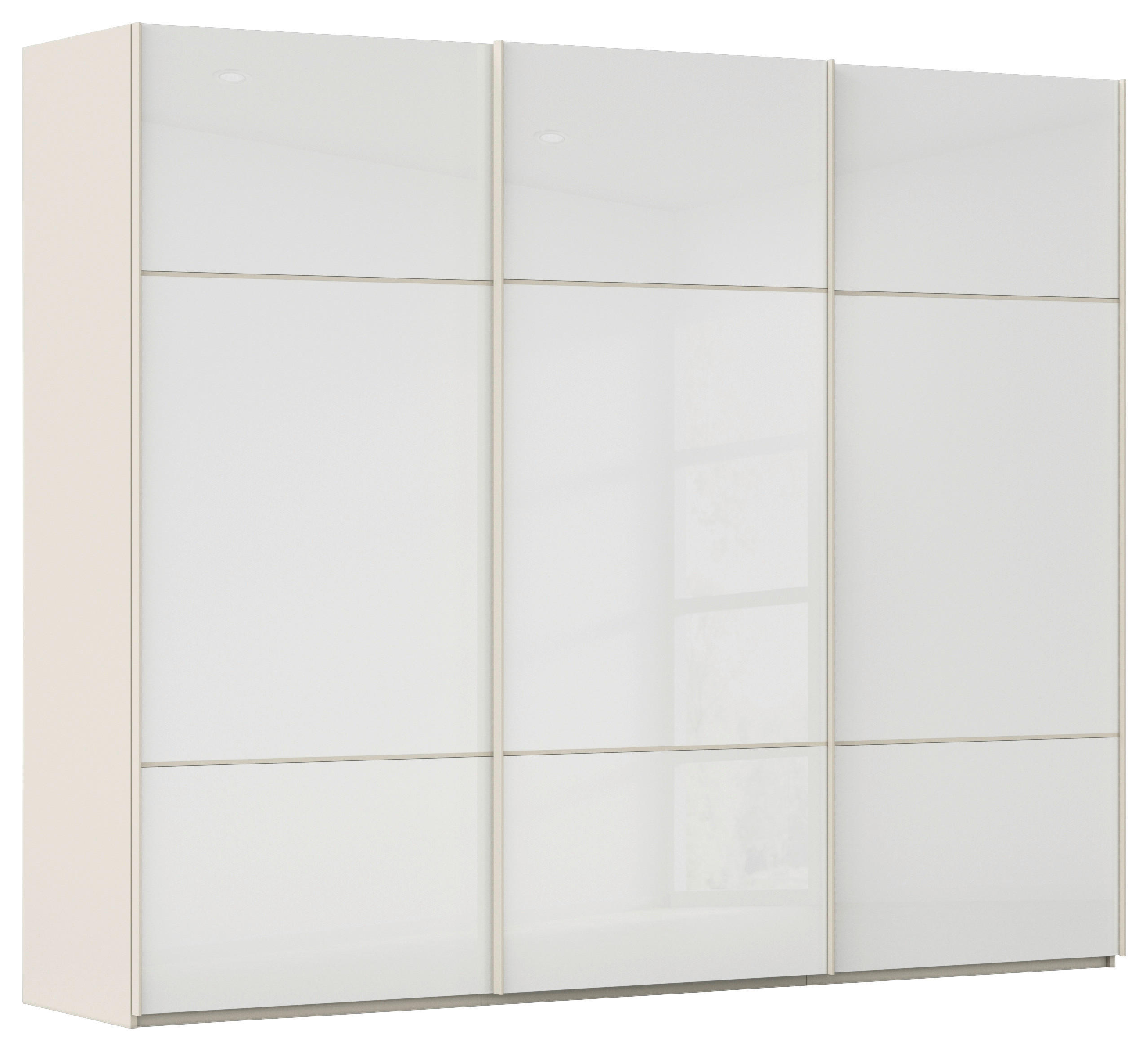 SCHWEBETÜRENSCHRANK in Weiß, Champagner  - Champagner/Weiß, KONVENTIONELL, Glas/Holzwerkstoff (242/223/68cm) - Novel