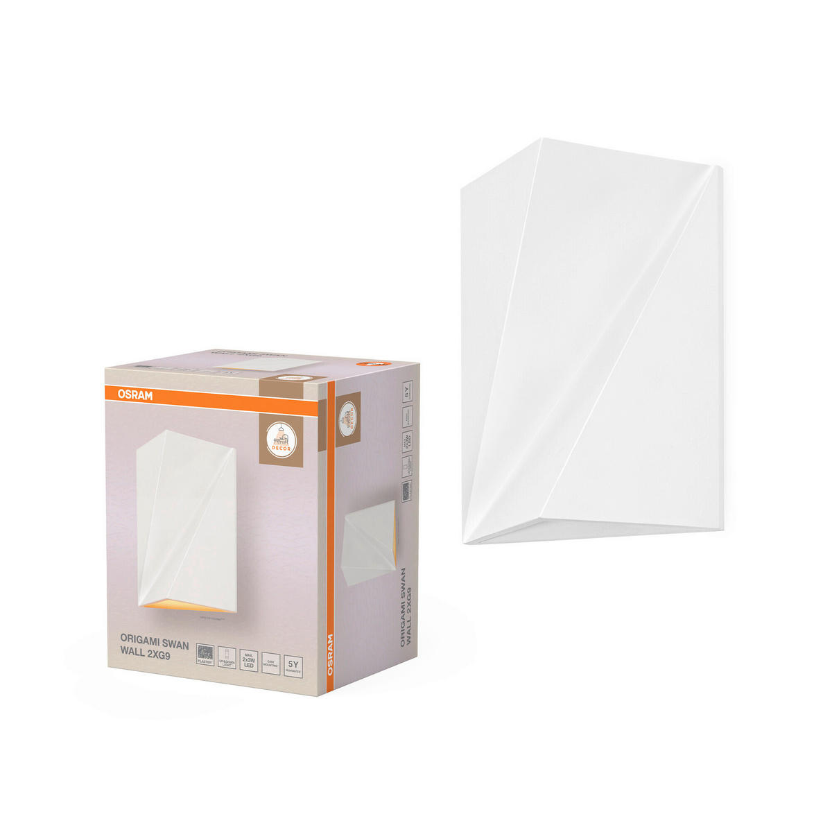 WANDLEUCHTE 15/11.5/20 cm   - Weiß, Basics, Stein (15/11.5/20cm) - Osram
