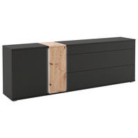 ŠIROKÁ KOMODA, černá, dub artisan, 235/79/45 cm - černá/barvy stříbra, Design, kompozitní dřevo/plast (235/79/45cm) - Livetastic