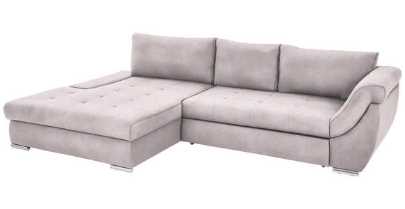 ECKSOFA in Flachgewebe Rosa  - Silberfarben/Rosa, Design, Textil/Metall (174/306cm) - Carryhome