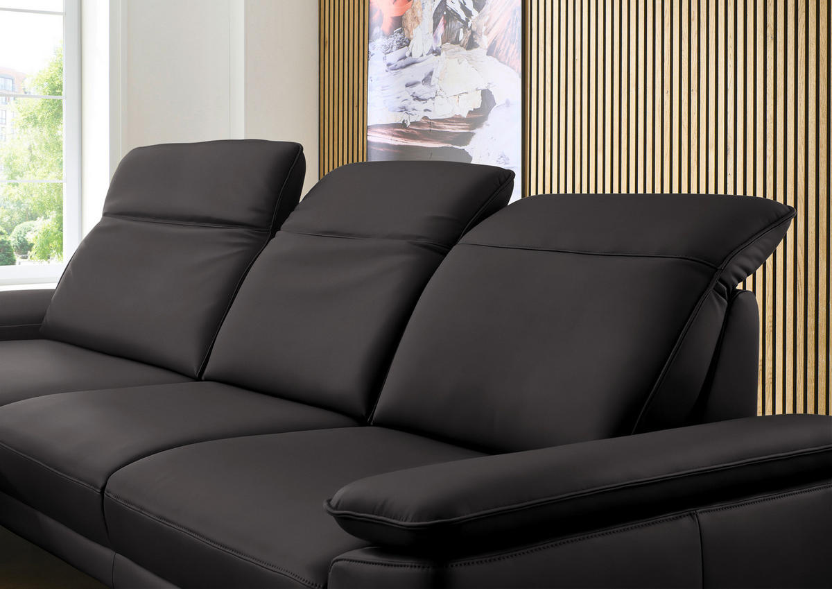 ECKSOFA in Echtleder Dunkelbraun  - Dunkelbraun/Schwarz, Design, Leder/Metall (193/332cm) - Dieter Knoll