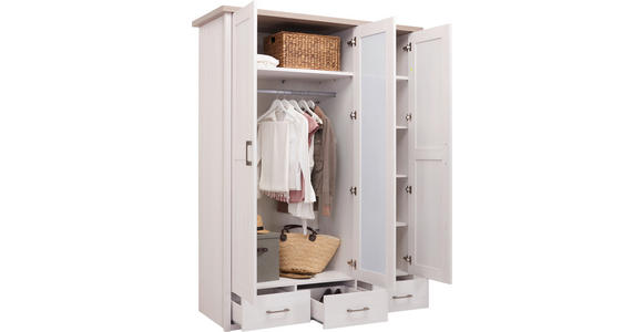 KLEIDERSCHRANK  in Weiß, Trüffeleichefarben  - Trüffeleichefarben/Graphitfarben, LIFESTYLE, Holzwerkstoff/Metall (148/201/62cm) - Carryhome