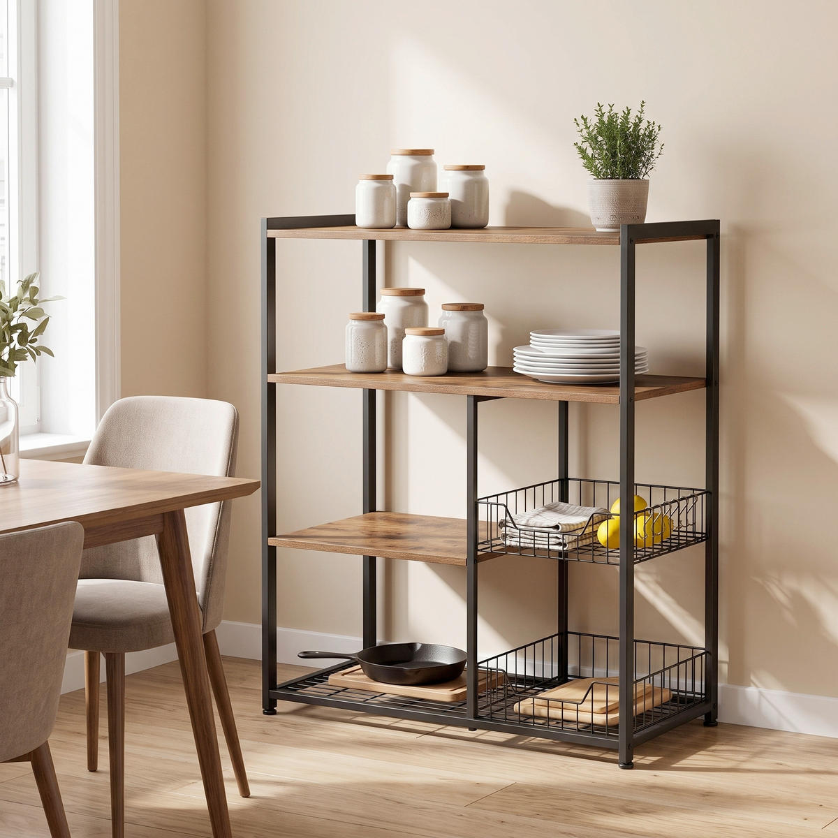 REGAL  80/35/95 cm Braun, Schwarz  - Schwarz/Braun, Trend, Holzwerkstoff/Metall (80/35/95cm) - MID.YOU