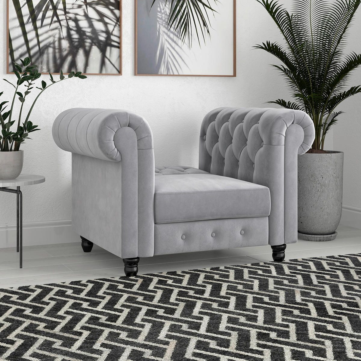 SESSEL in Velours Hellgrau  - Hellgrau/Schwarz, Basics, Holz/Textil (111/83/87cm) - Livetastic