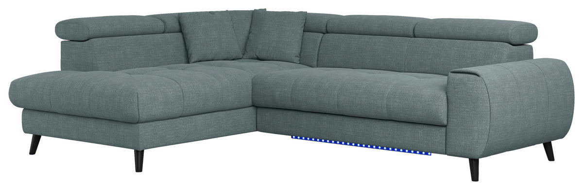 ECKSOFA in Flachgewebe Blau  - Blau/Schwarz, Design, Textil/Metall (195/246cm) - Livetastic