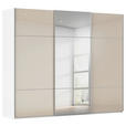 SCHWEBETÜRENSCHRANK 242/223/68 cm 3-türig Weiß, Champagner  - Champagner/Alufarben, KONVENTIONELL, Glas/Holzwerkstoff (242/223/68cm) - Novel