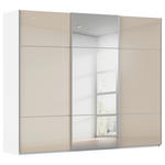 SCHWEBETÜRENSCHRANK 271/223/68 cm 3-türig Weiß, Champagner  - Champagner/Alufarben, KONVENTIONELL, Glas/Holzwerkstoff (271/223/68cm) - Novel