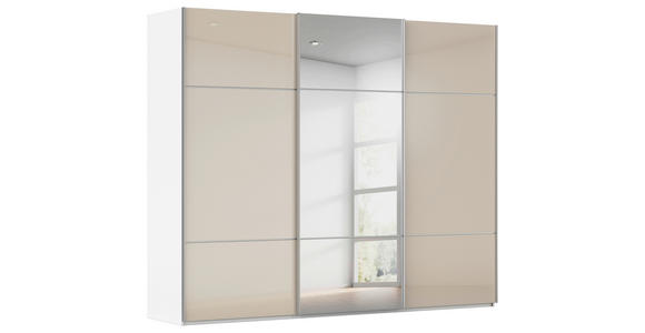 SCHWEBETÜRENSCHRANK 242/223/68 cm 3-türig Weiß, Champagner - Champagner/Alufarben, KONVENTIONELL, Glas/Holzwerkstoff (242/223/68cm) - Novel