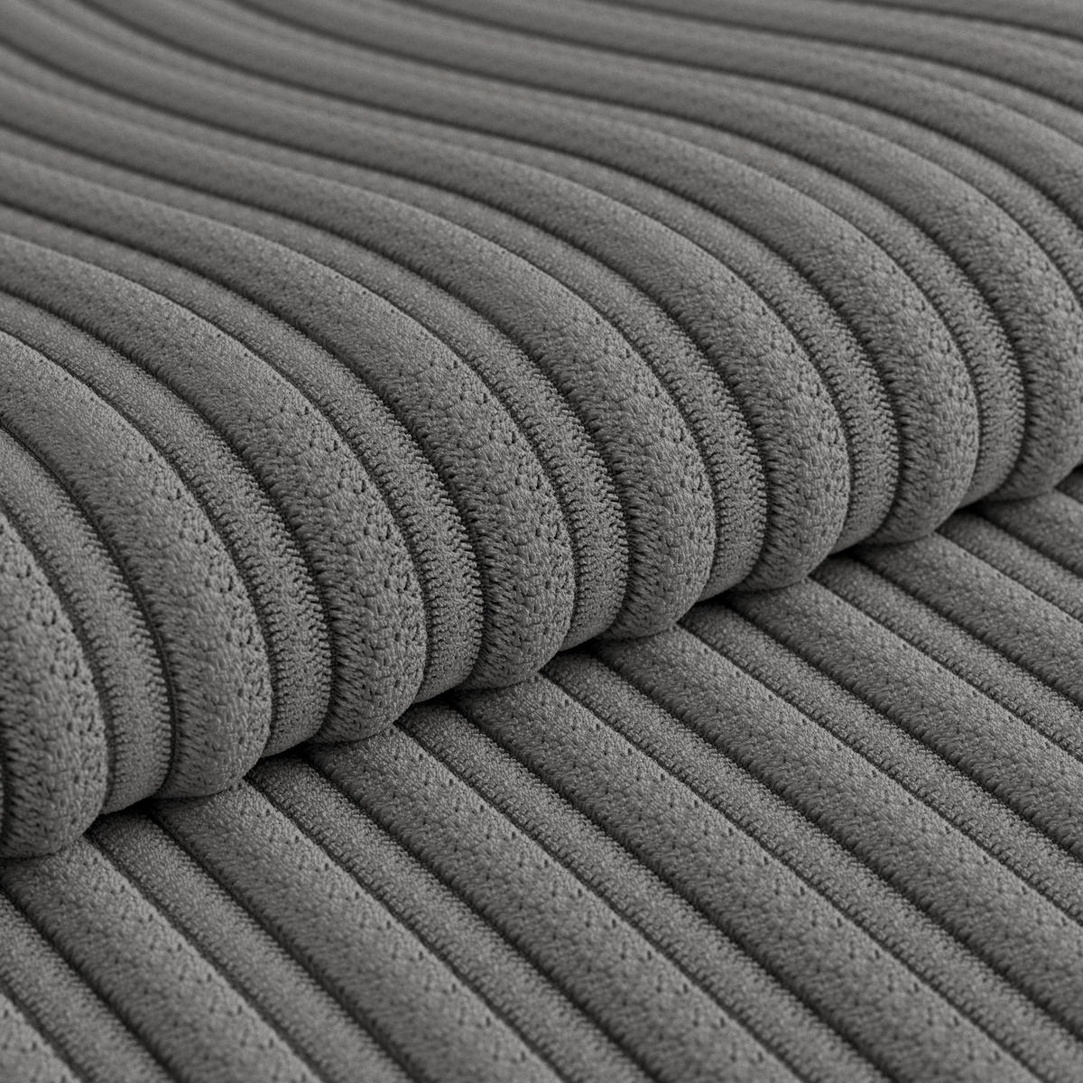 ECKSOFA ZERO Anthrazit Cord Zierkissen, Rückenkissen  - Anthrazit/Schwarz, Trend, Textil/Metall (286/173cm) - Livetastic