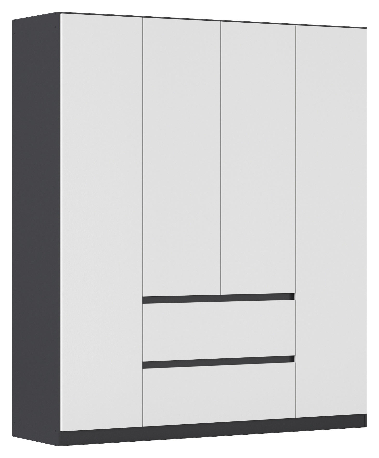 DREHTÜRENSCHRANK in Grau, Weiss  - Weiss/Grau, Basics, Holzwerkstoff (181/210/54cm) - Rauch Möbel