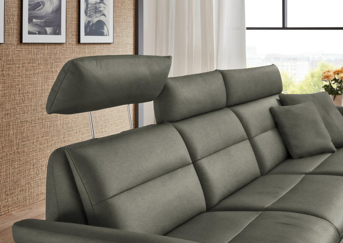 ECKSOFA in Echtleder Grau  - Schwarz/Grau, Design, Leder/Metall (300/157cm) - Dieter Knoll