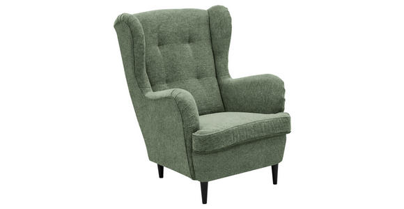 OHRENSESSEL in Webstoff Schwarz, Olivgrün - Schwarz/Olivgrün, Basics, Holz/Textil (78/102/98cm) - Carryhome