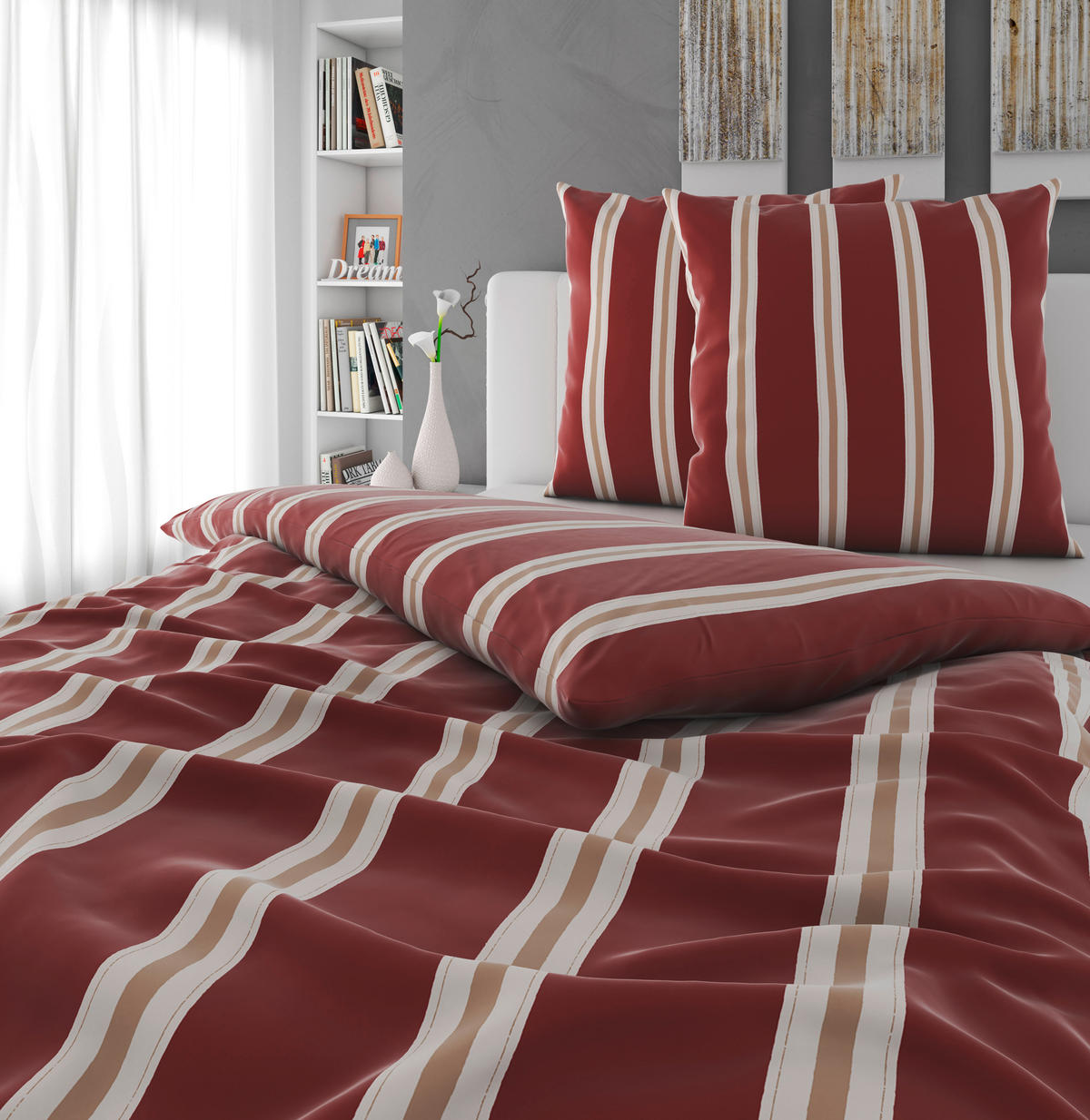 BETTWÄSCHE 3-teilig Satin 200/200 cm  - Rot, Textil (200/200cm) - Novel