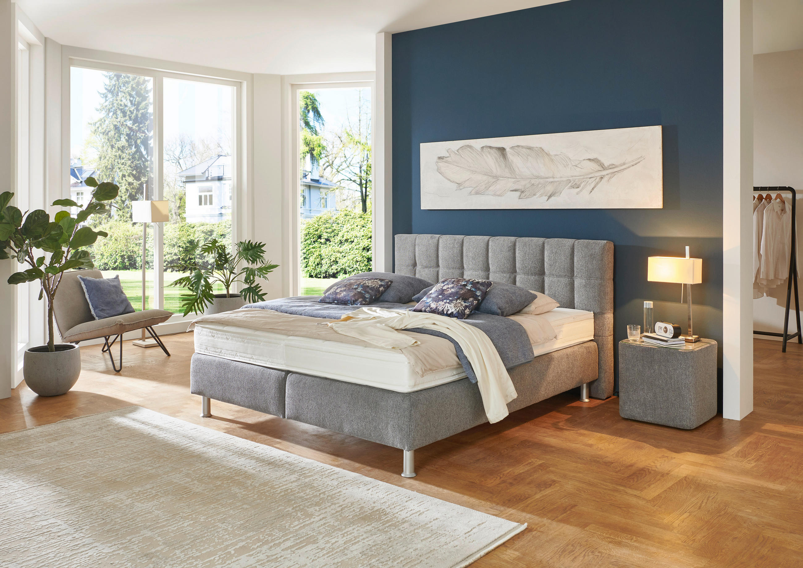 BOXSPRINGBETT 180/200 cm  in Grau  - Alufarben/Grau, Design, Kunststoff/Textil (180/200cm) - Beldomo - Sleep