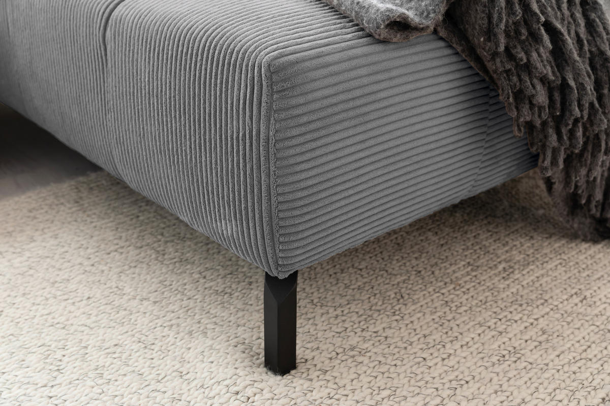 ECKSOFA in Cord Dunkelgrau  - Dunkelgrau/Schwarz, Design, Textil/Metall (321/216cm) - Hom`in