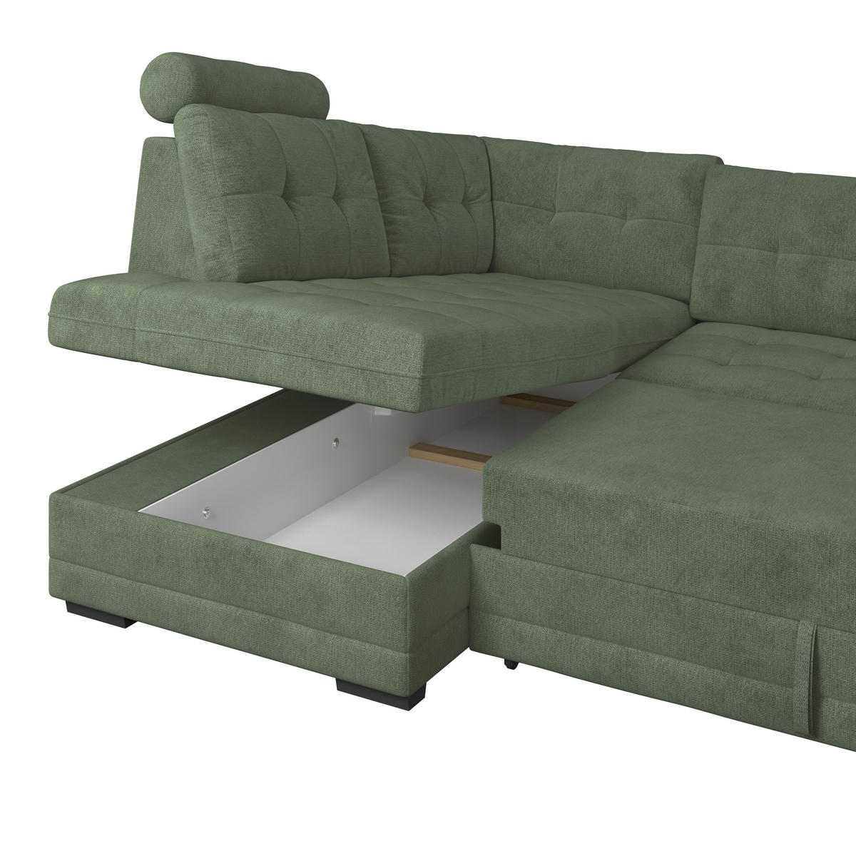 ECKSOFA  Mikrofaser, Struktur Grün  - Schwarz/Grün, Konventionell, Kunststoff/Textil (183/251cm) - MID.YOU