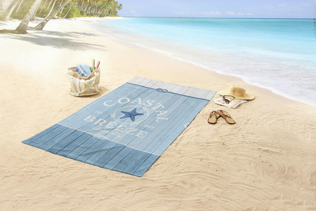 STRANDTUCH Good Morning Blau, Hellblau 100/180 cm  - Blau/Hellblau, Basics, Textil (100/180cm)