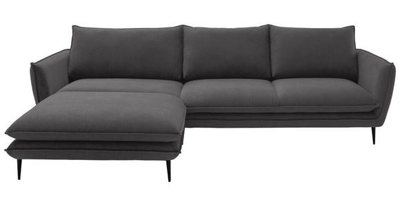 ECKSOFA  in Webstoff Taupe  196/304 cm  - Taupe/Schwarz, KONVENTIONELL, Textil/Metall (196/304cm) - Hom`in