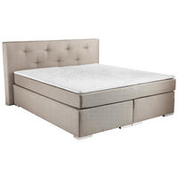 BOXSPRINGBETT 180/200 cm  in Beige  - Chromfarben/Beige, KONVENTIONELL, Kunststoff/Textil (180/200cm) - Carryhome
