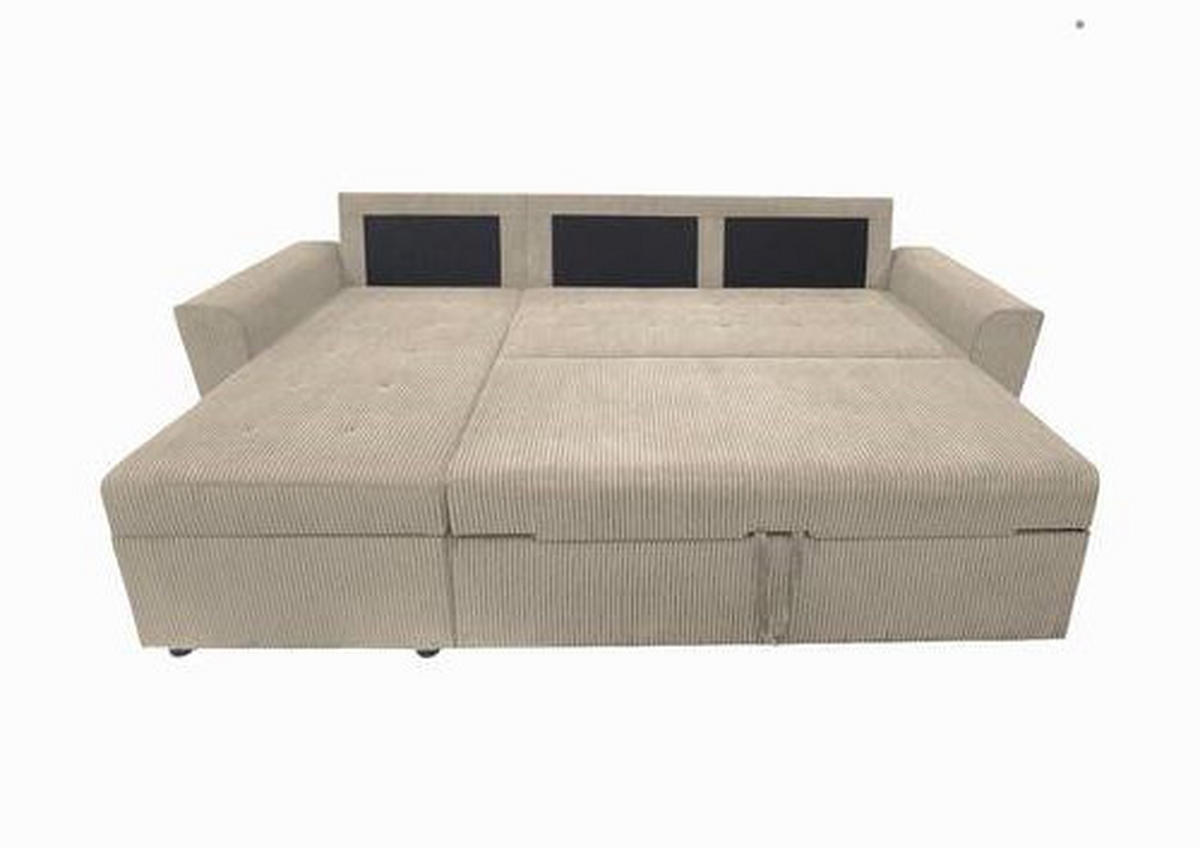 ECKSOFA in Cord Taupe  155/231 cm  - Taupe/Schwarz, Design, Kunststoff/Textil (155/231cm) - MID.YOU