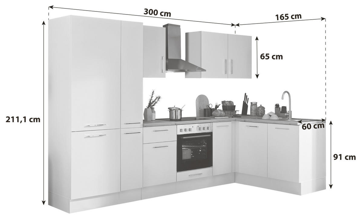 ECKKÜCHE 300/165 cm  in Schwarz, Eiche Artisan  - Schwarz/Eiche Artisan, Basics, Holzwerkstoff/Metall (300/165cm) - MID.YOU