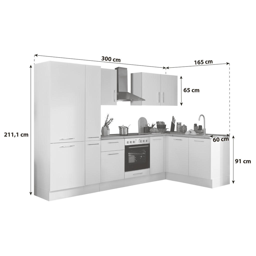 Thumbnail - Mid.you Eckküche, Weiß, Eiche Artisan, Metall, 1,1 Schubladen, seitenverkehrt montierbar, L-Form, nur wie online abgebil...