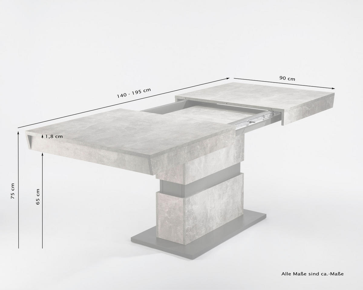 ESSTISCH in Holzwerkstoff 140/90/75 cm  - Alteiche/Anthrazit, KONVENTIONELL, Holzwerkstoff (140/90/75cm) - MID.YOU