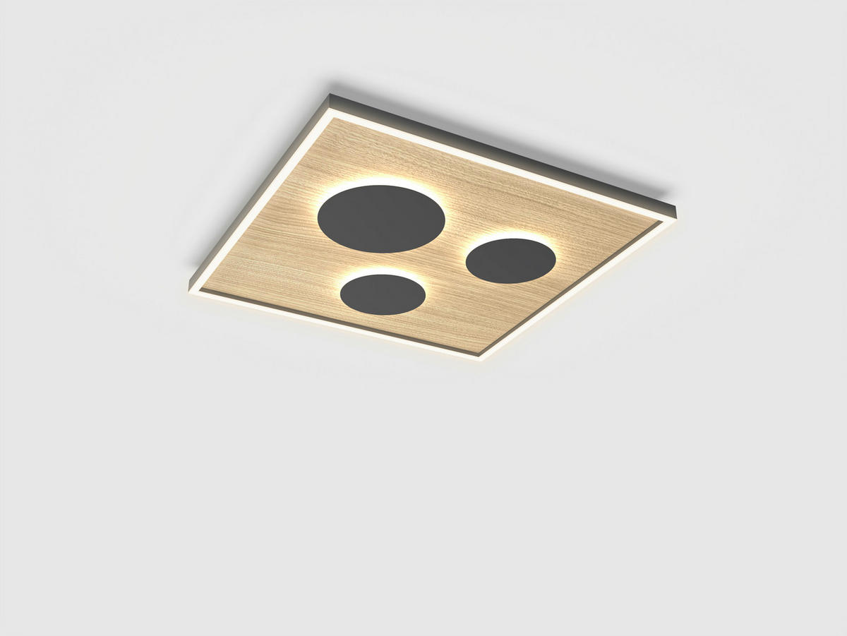 Plafonieră Cu Led    60/60/6,5 cm  - culoare lemn arin/negru, Natur, plastic/lemn (60/60/6,5cm) - Wofi