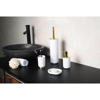 ZAHNPUTZBECHER Kunststoff  - Weiss/Goldfarben, Basics, Kunststoff (7,1/11,1/7,1cm) - Sadena