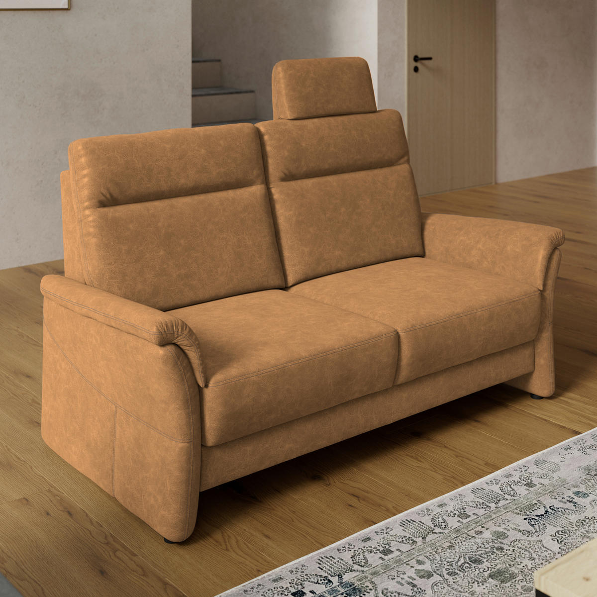 2,5-SITZER Mikrofaser Senfgelb  - Senfgelb/Schwarz, Konventionell, Kunststoff/Textil (170/99/91cm) - Elegando