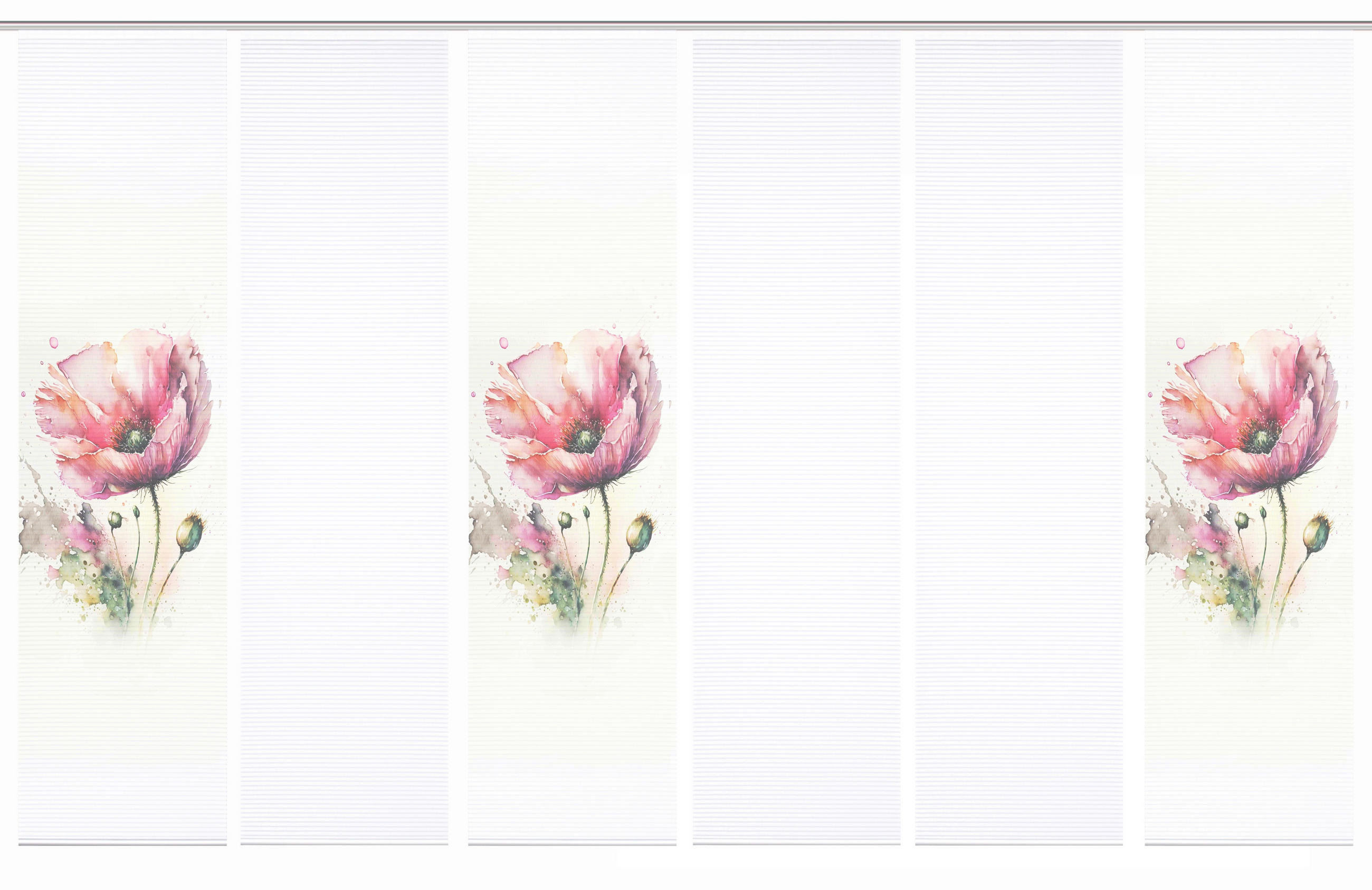 XXXLutz Flächenvorhang Meliora Rosa, Weiß, Salbeigrün 60x245 cm