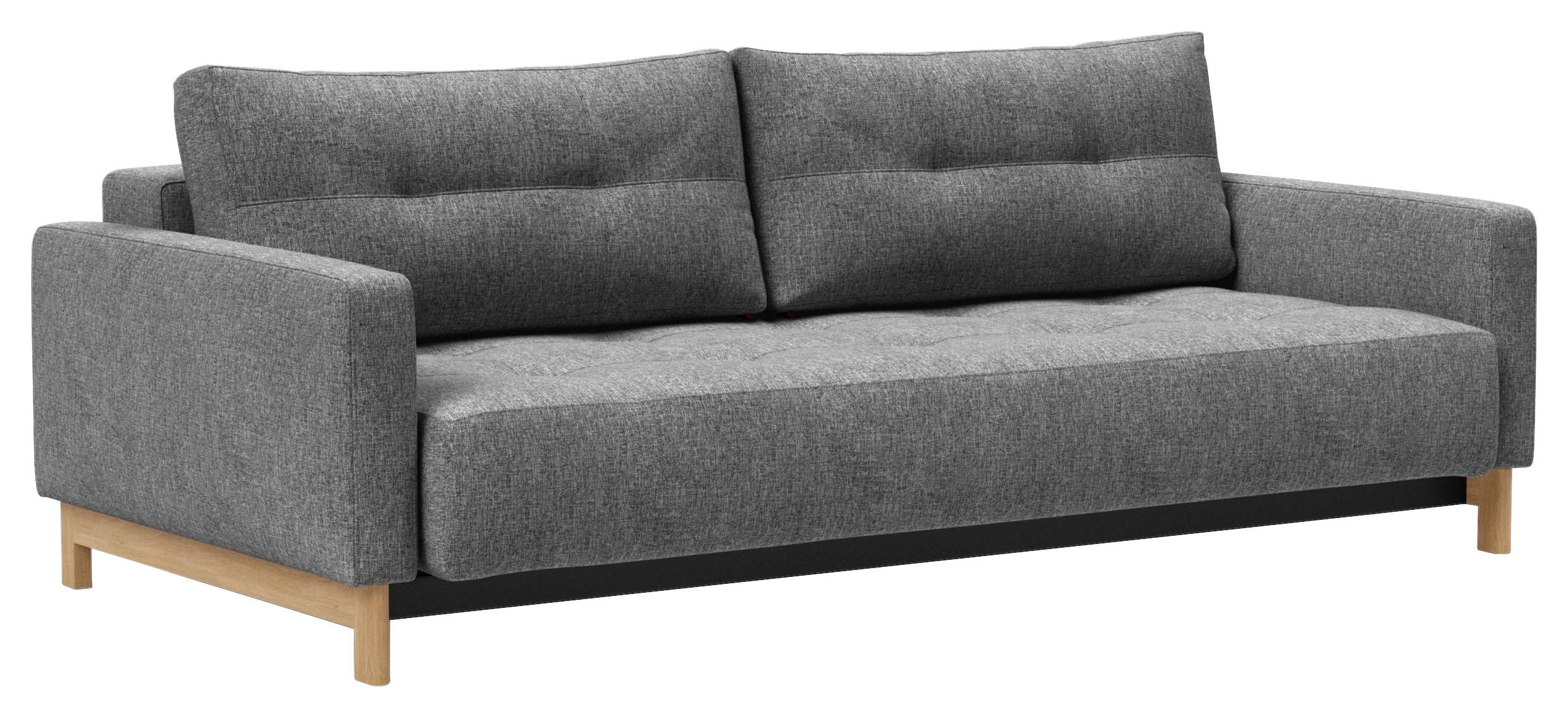 SCHLAFSOFA Flachgewebe Grau  - Eichefarben/Grau, Design, Holz/Textil (232/85/114cm) - Innovation