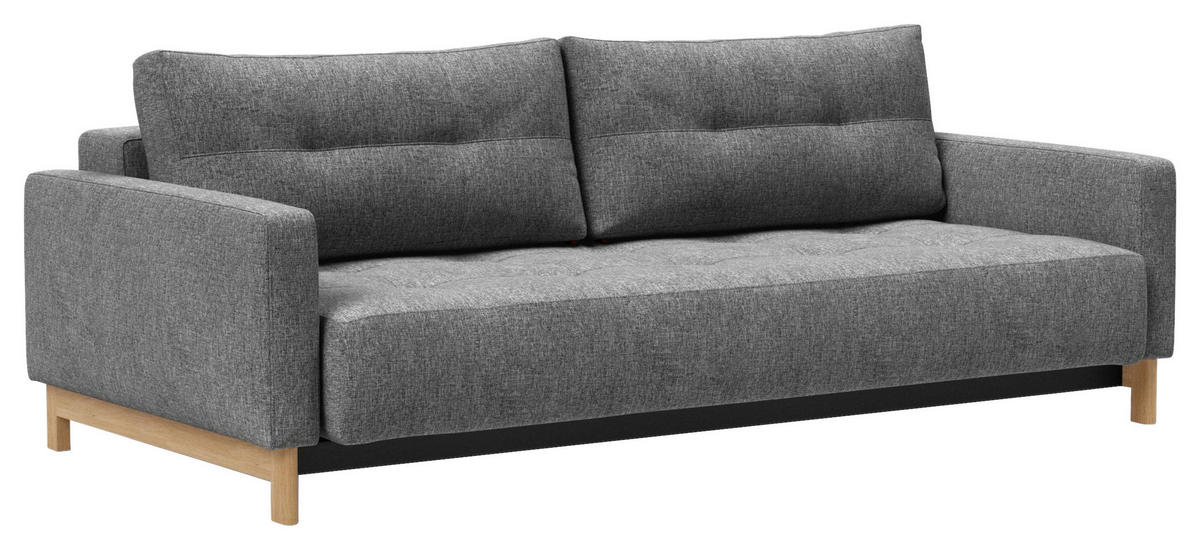 SCHLAFSOFA Flachgewebe Grau  - Eichefarben/Grau, Design, Holz/Textil (232/85/114cm) - Innovation