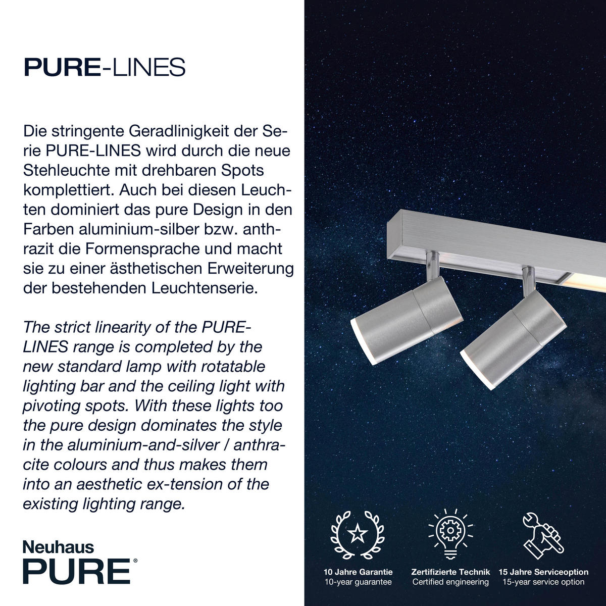 LED-DECKENLEUCHTE Pure-Lines 120/19/5 cm   - Design, Kunststoff/Metall (120/19/5cm) - Neuhaus PURE