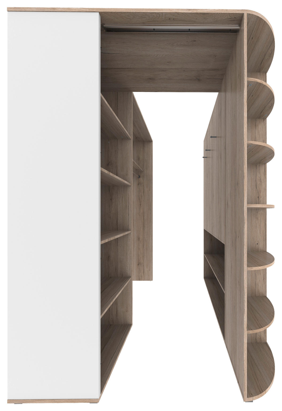 BEGEHBARER ECKSCHRANK Weiß, Eiche San Remo 124/199/148 cm  - Alufarben/Weiß, KONVENTIONELL, Holzwerkstoff/Kunststoff (124/199/148cm) - Boxxx