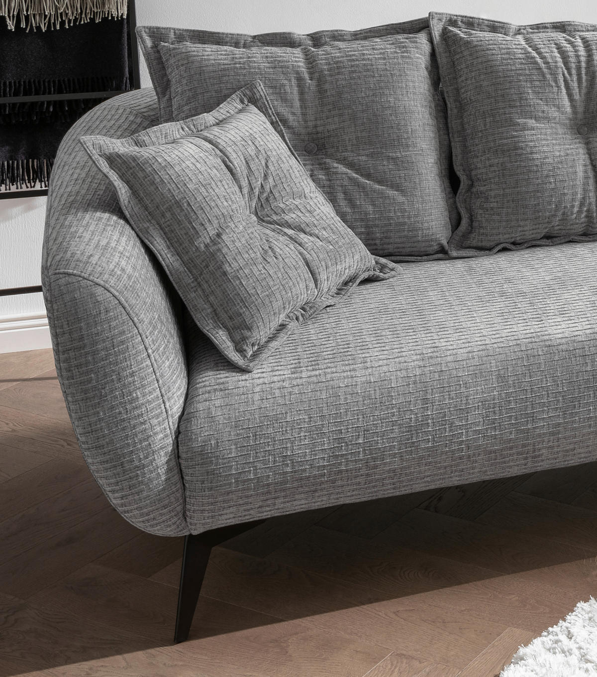 ECKSOFA in Mikrofaser Grau  - Schwarz/Grau, Modern, Textil/Metall (277/162cm) - Livetastic