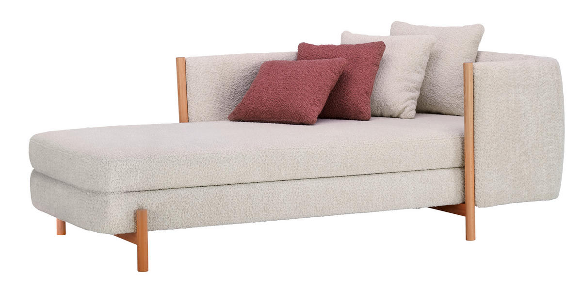RÉCAMIERE Creme Plüsch  - Creme/Naturfarben, Design, Holz/Textil (216/90/109cm) - Niels Andersson