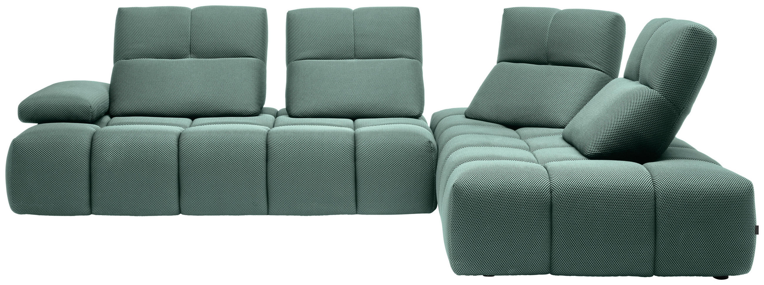 ECKSOFA in Struktur Hellblau  - Schwarz/Hellblau, Design, Kunststoff/Textil (313/233cm) - Emilio Belluti