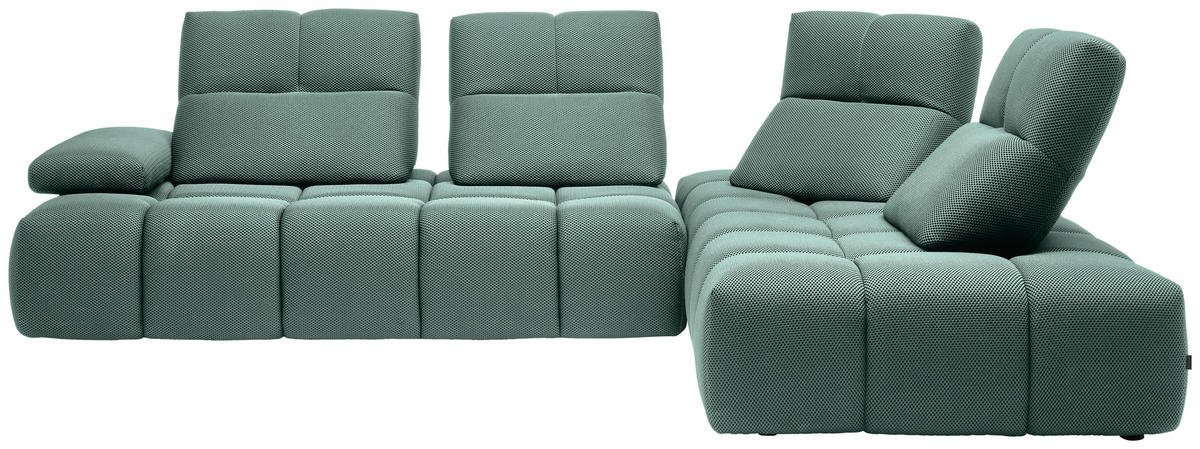 ECKSOFA in Struktur Hellblau  - Schwarz/Hellblau, Design, Kunststoff/Textil (313/233cm) - Emilio Belluti