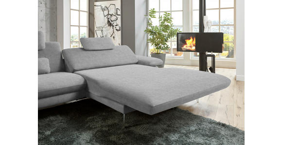 ECKSOFA in Velours Hellgrau 284/184 cm - Hellgrau/Schwarz, Design, Textil/Metall (284/184cm) - Dieter Knoll